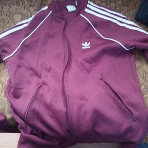 Adidas Men's Burgundy Bomber Jacket